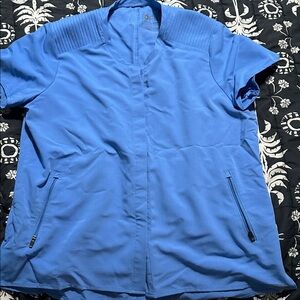 FIGS Limbe Collarless Moto Scrub Top